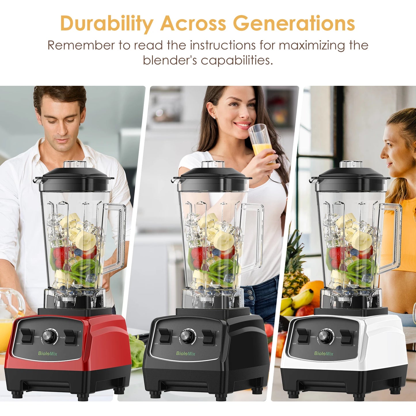 BPA Free 2200W Heavy Duty Commercial Grade Blender Mixer Juicer High Power Food Processor Ice Smoothie Bar Fruit Blender