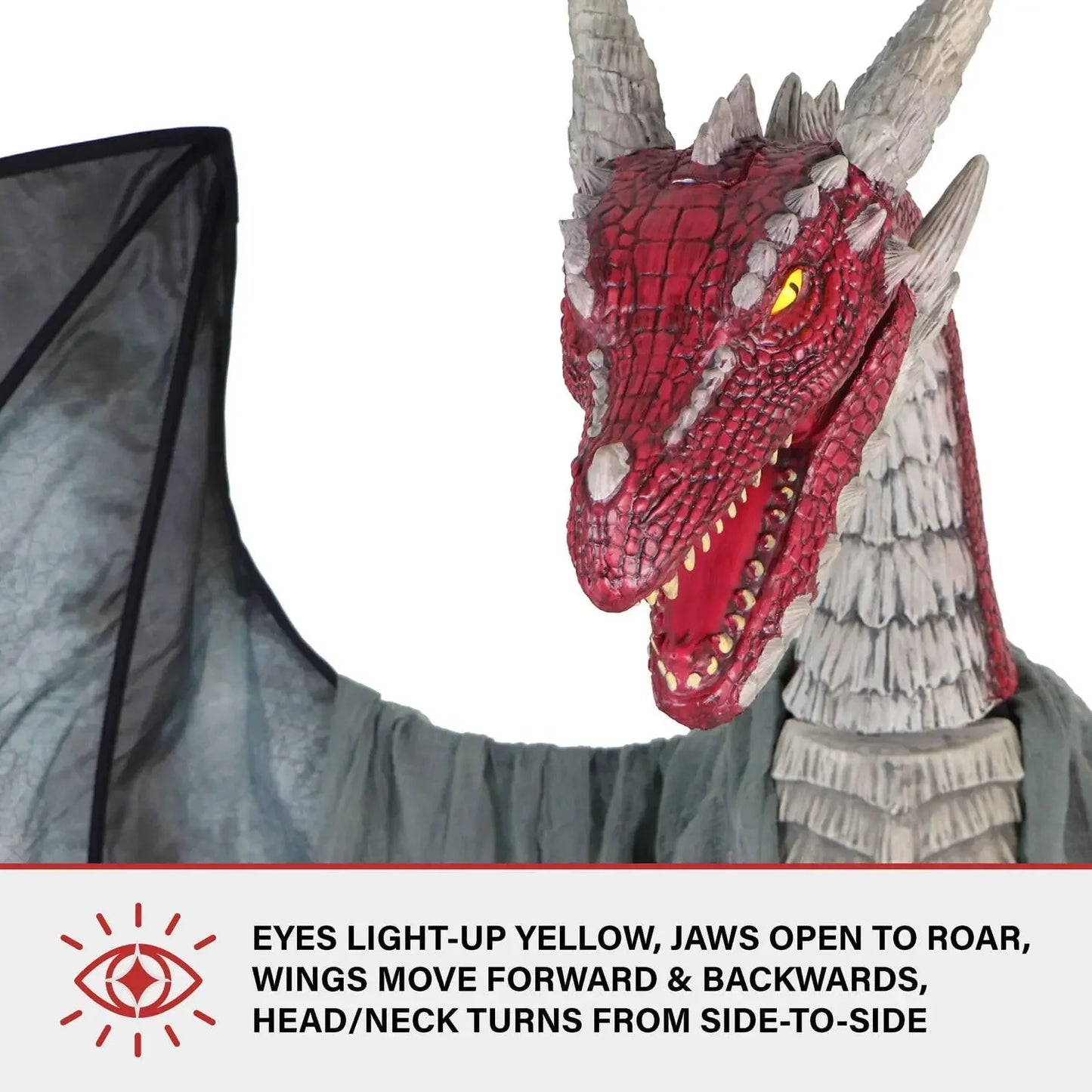 6 Ft Tall Brimstone Dragon Motion Activated Halloween Animatronic Indoor Outdoor Decoration