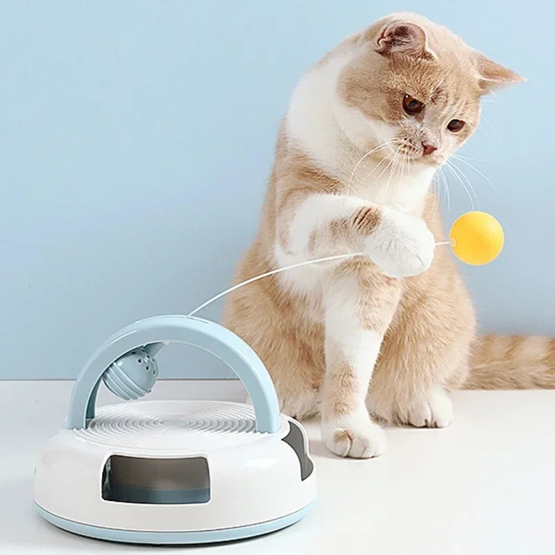 Gravity Table Tennis Cat Toy With Catnip Ball Turntable