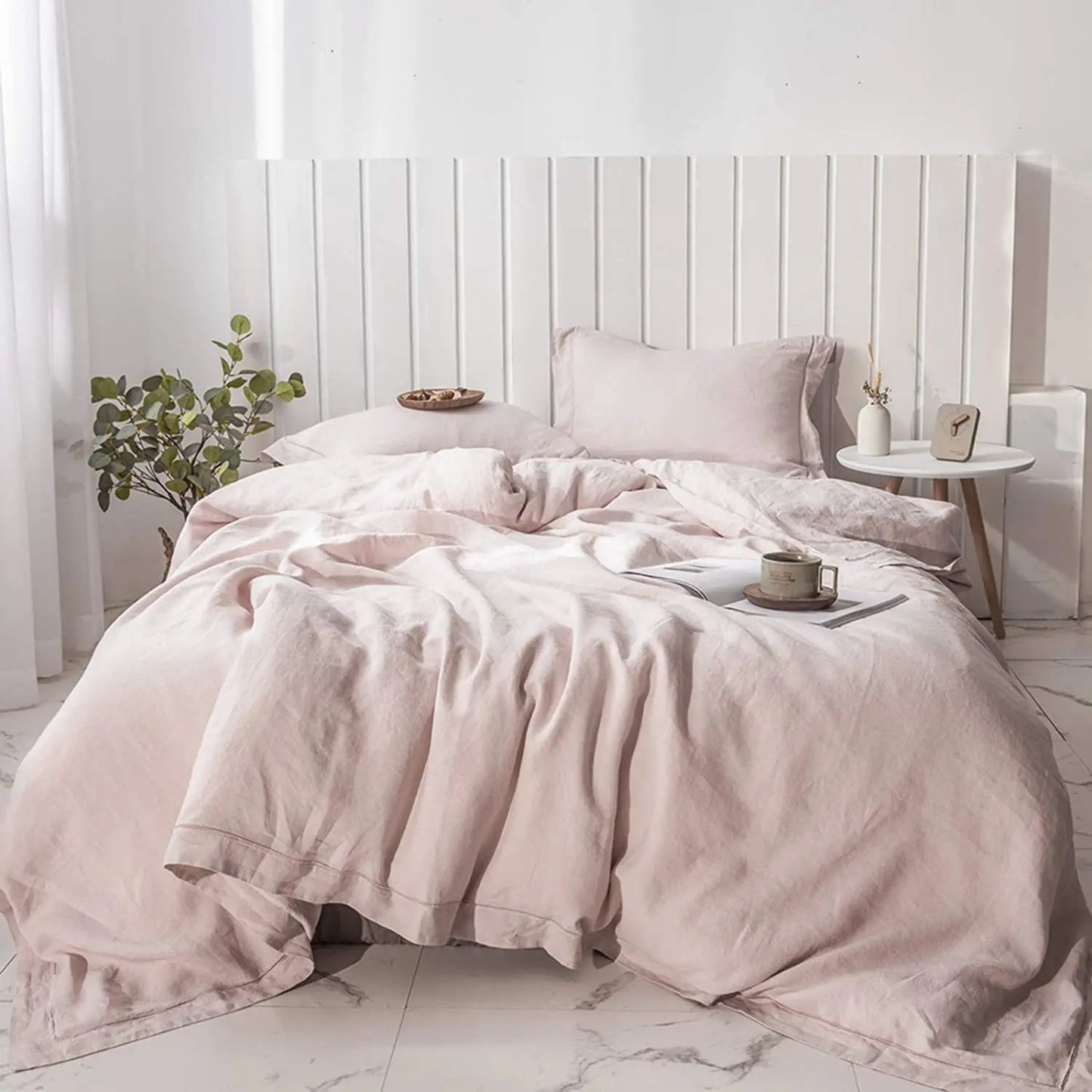 Simple Opulence Linen Bedding Set 3 Piece Boho Washed Queen