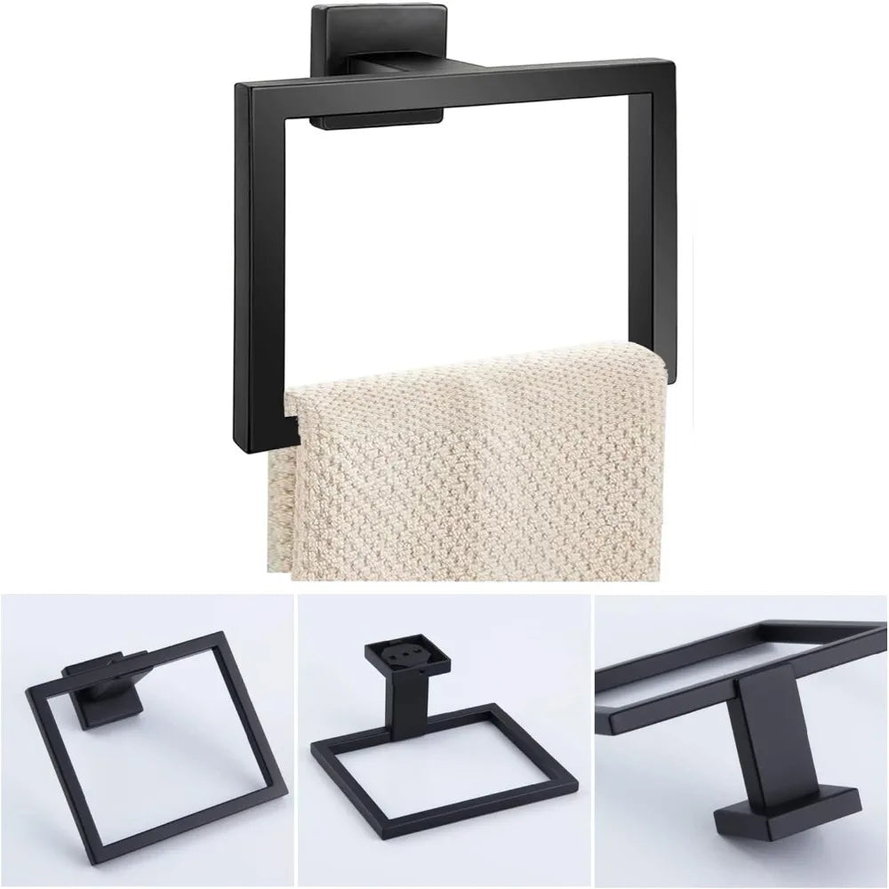 Thickened Stainless Steel Towel Ring Hand Towel Rack Square