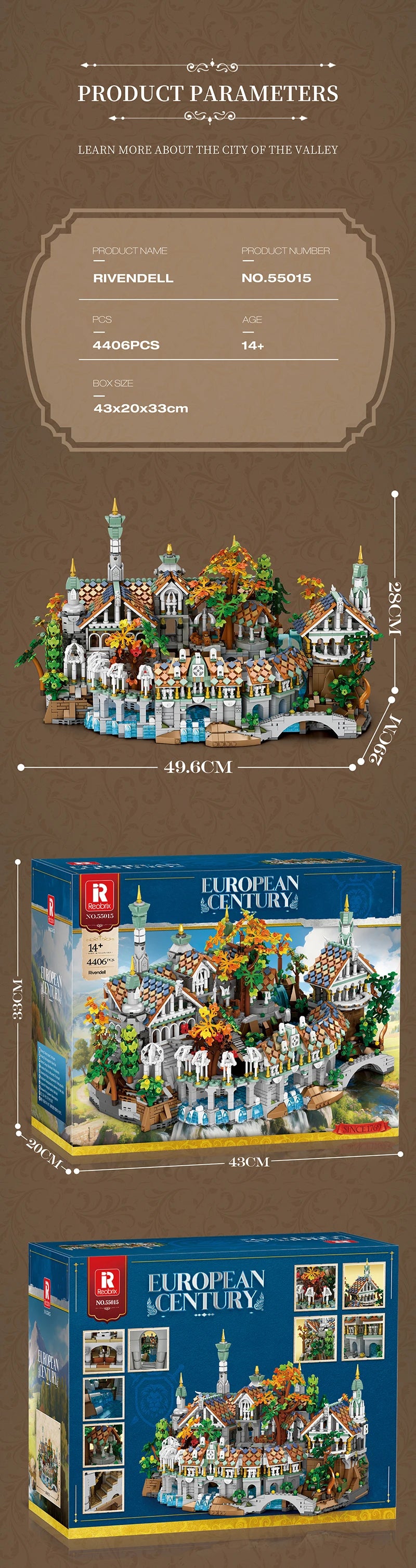 4406Pcs Rivendell Medieval Castle MOC Modular Building Blocks Lego Compatible