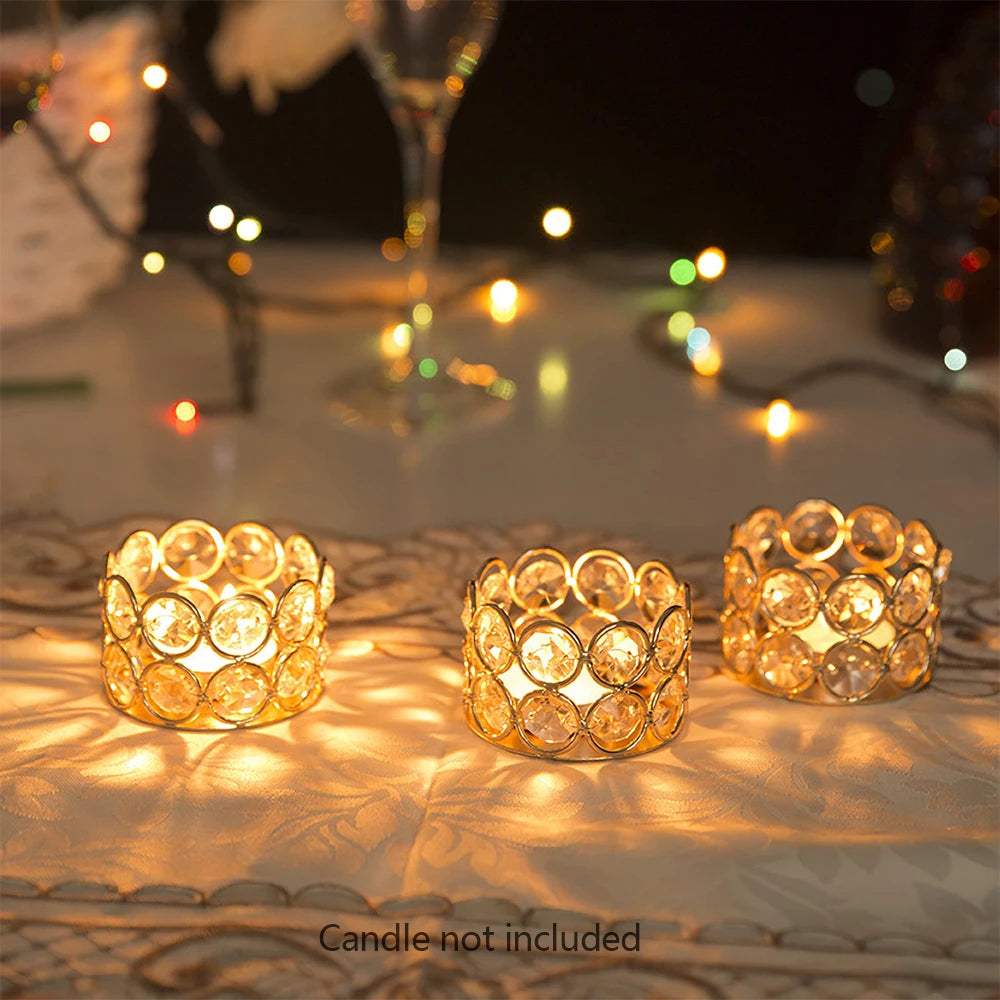 24Pcs Crystal Gold Tealight Votive Holders For Weddings