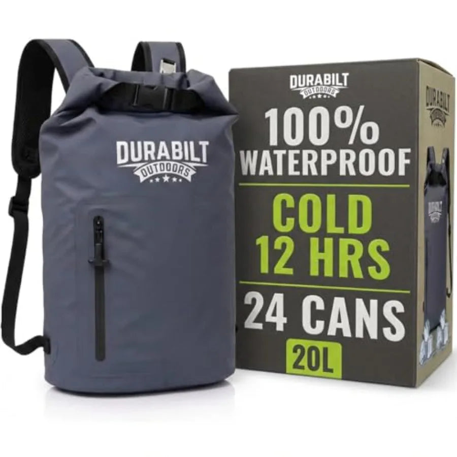 Backpack Cooler Insulated Waterproof 24 Cans Leak Proof Soft Sided Roll Top Sack