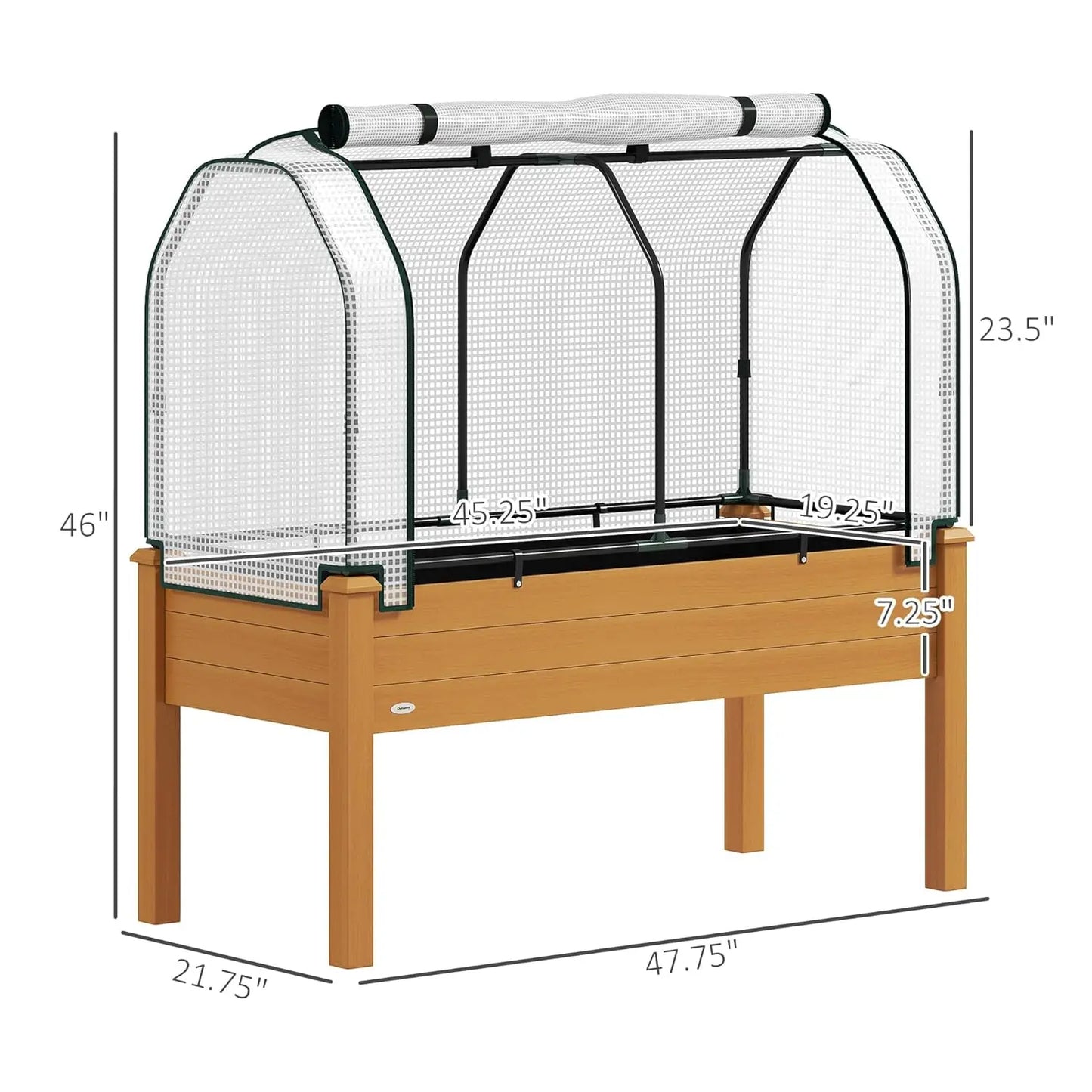 Raised Garden Bed With PE Greenhouse Cover Outdoor Elevated Planter Box
