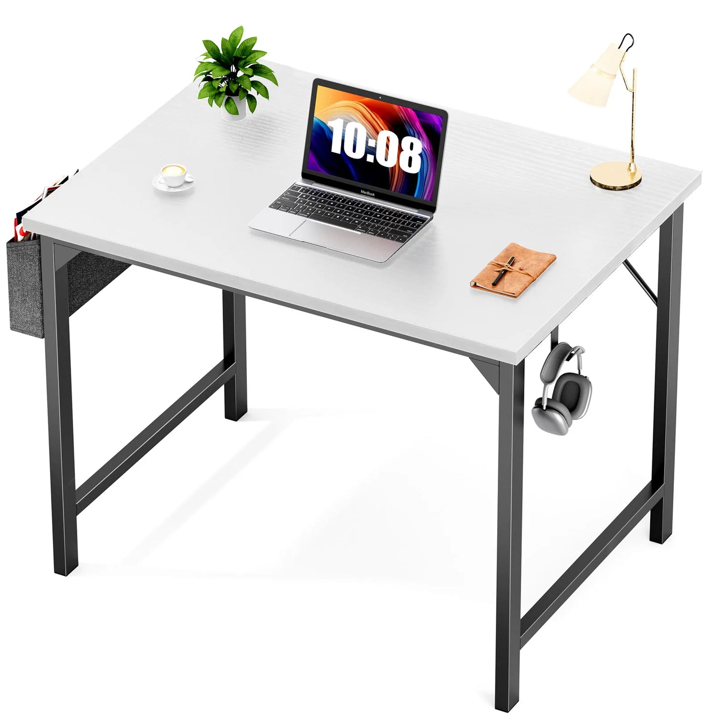 JHK Computer Desk Study Table With Side Bag And Headphone Hook Easy Assembly