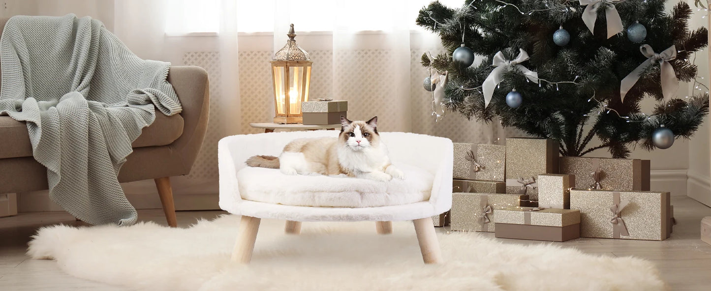 Ultra Soft Elevated Dog And Cat Sofa Bed With Removable Waterproof Cushion