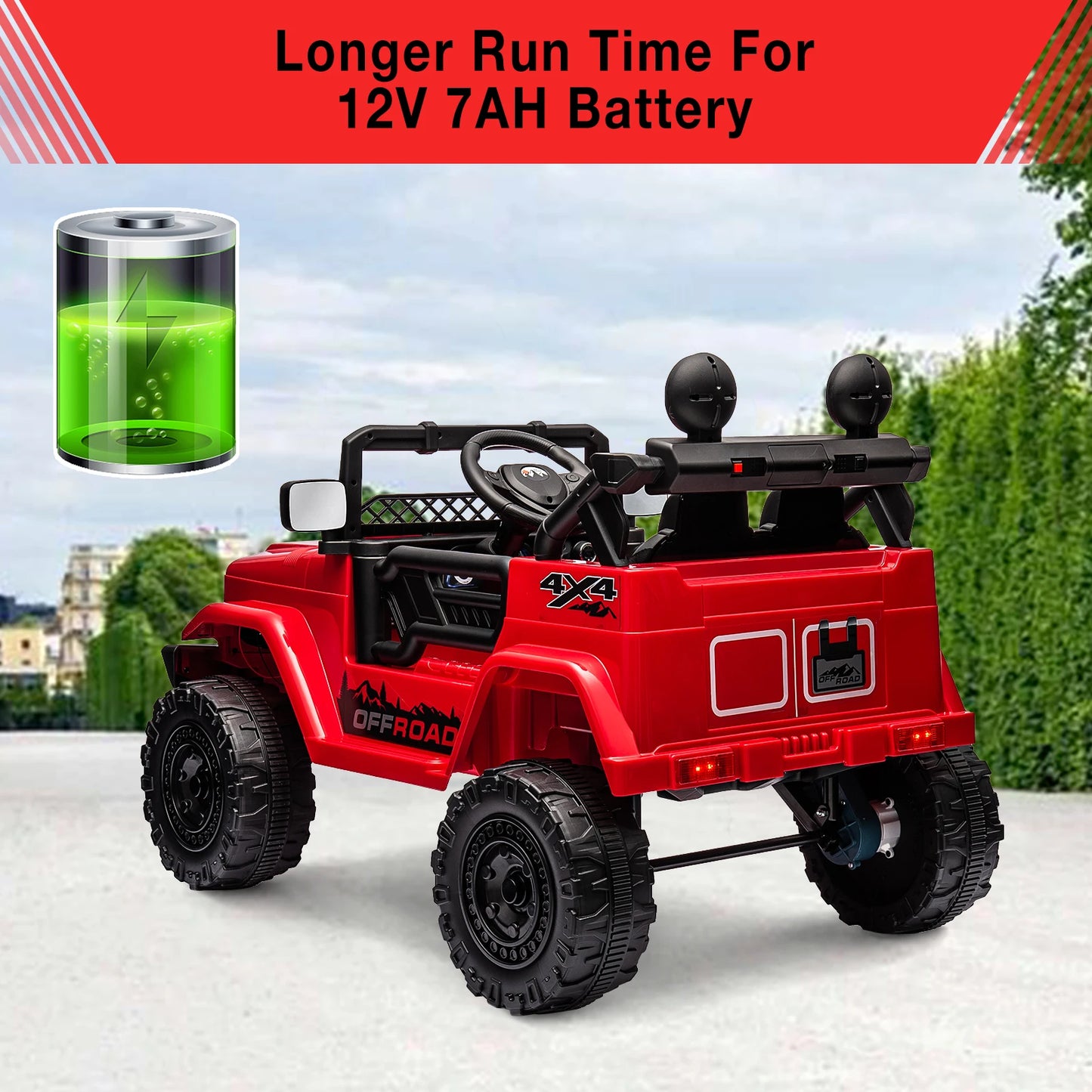 12V Kids Ride On Truck With Remote Control Bluetooth Lights