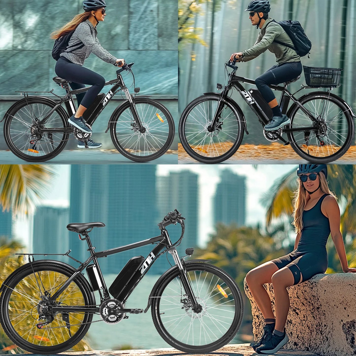 1000W Peak 48V Electric Mountain Bike 26 Inch Battery Range