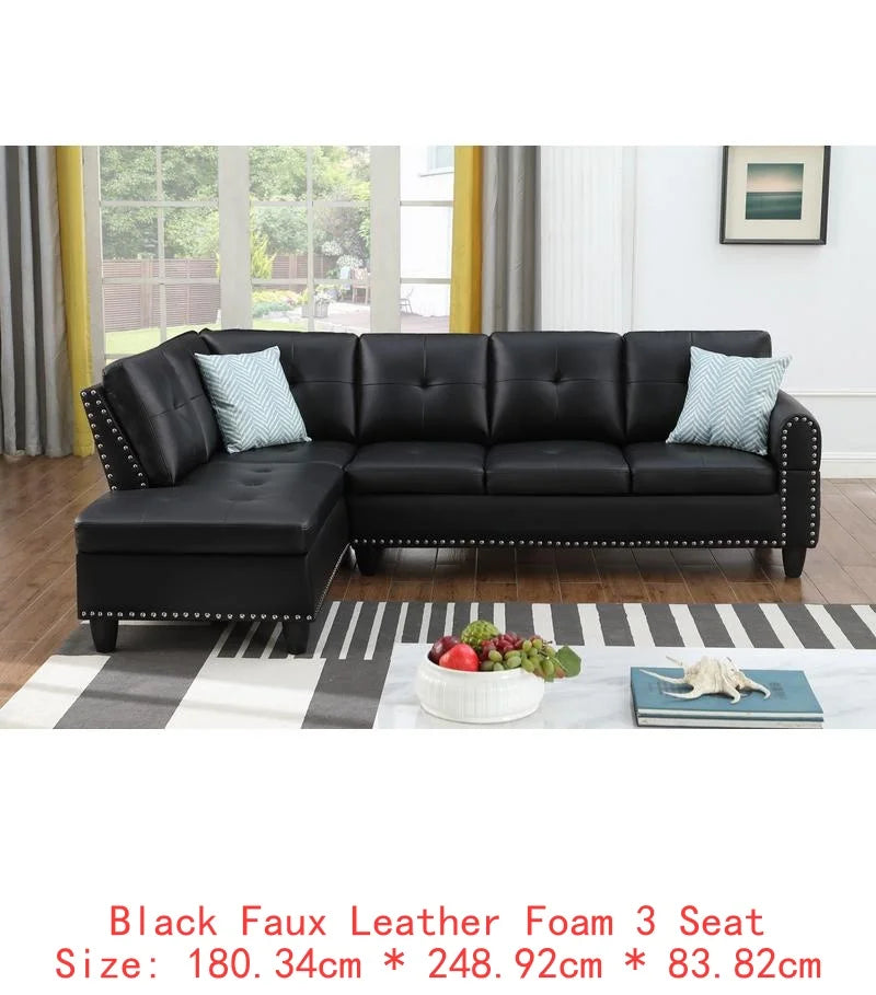 2 Piece Faux Leather Sectional Sofa Modern Morocco Living Room Set