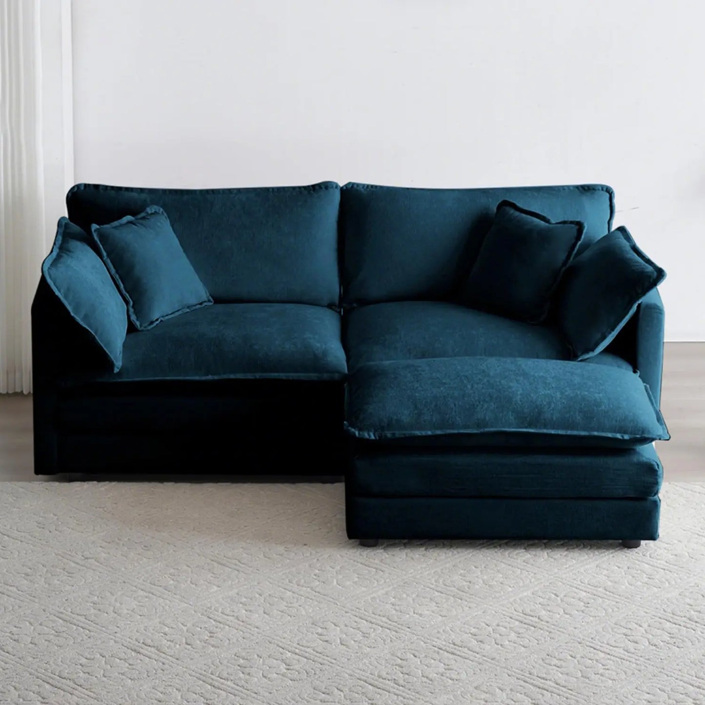 70 Inch Modular Sectional Sofa Modern L Shaped Cloud Couch 3 Seater With Ottoman