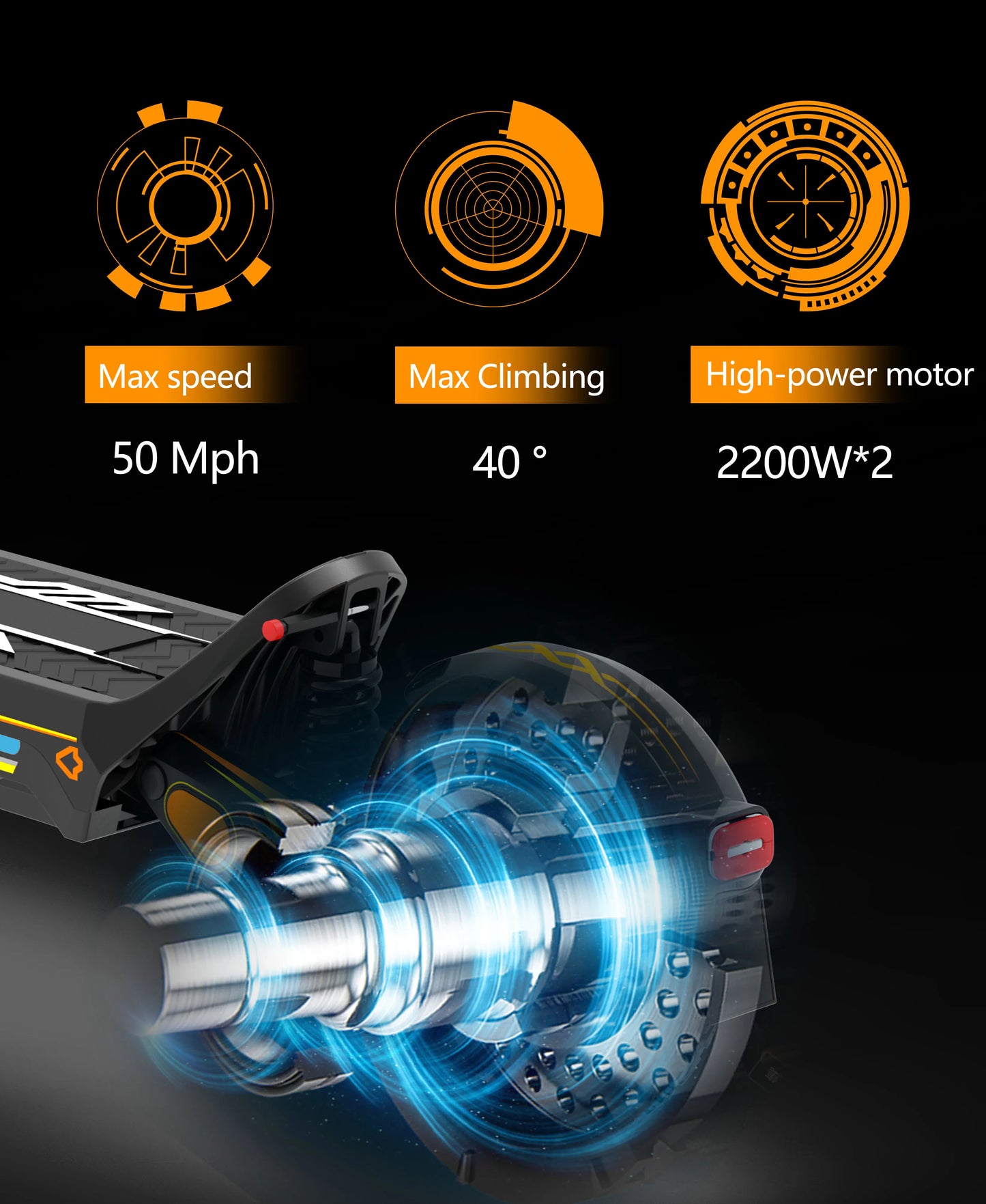 Dual Motor Electric Scooter 60V 4400W Hydraulic Brake Off Road 11 Inch Tires