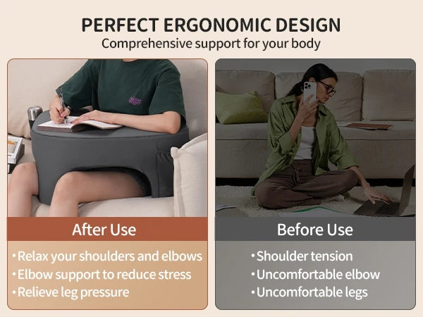 Gaming Reading Pillow Ergonomic Soft Memory Foam Three Legs Bed Arm Rest Pillow for Couch Car Floor Grey