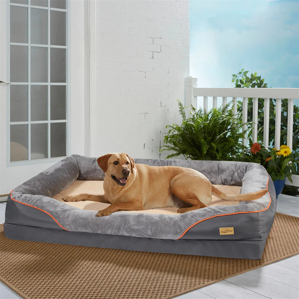 Jumbo Orthopedic Memory Foam Dog Bed Waterproof Elevated Cushion Removable Cover