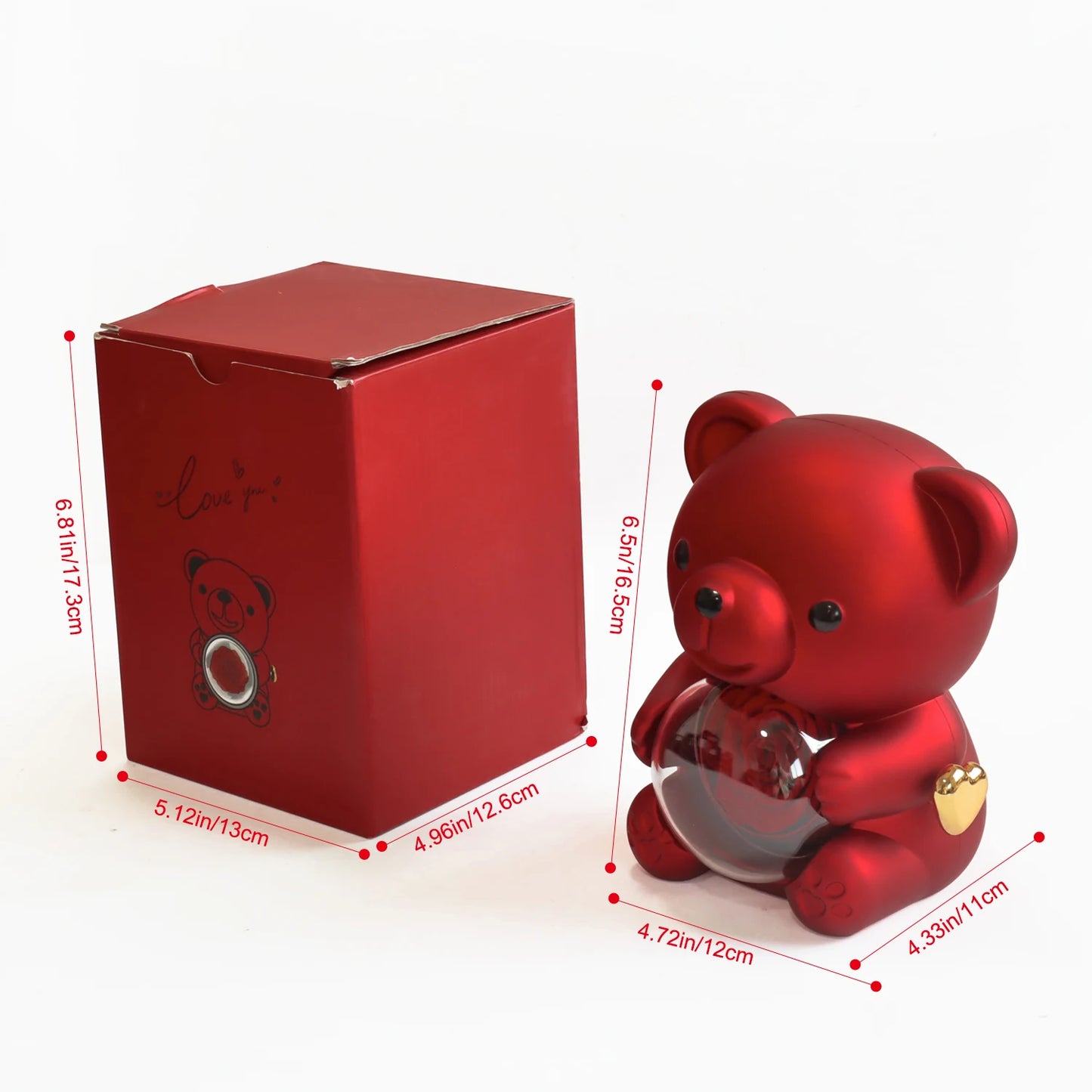 Eternal Rose Bear Gift Box With Necklace And Jewelry Box