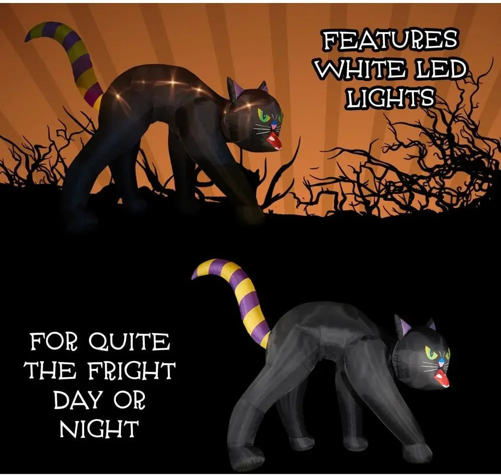 20ft Black Cat Halloween Inflatable With Lights Decor