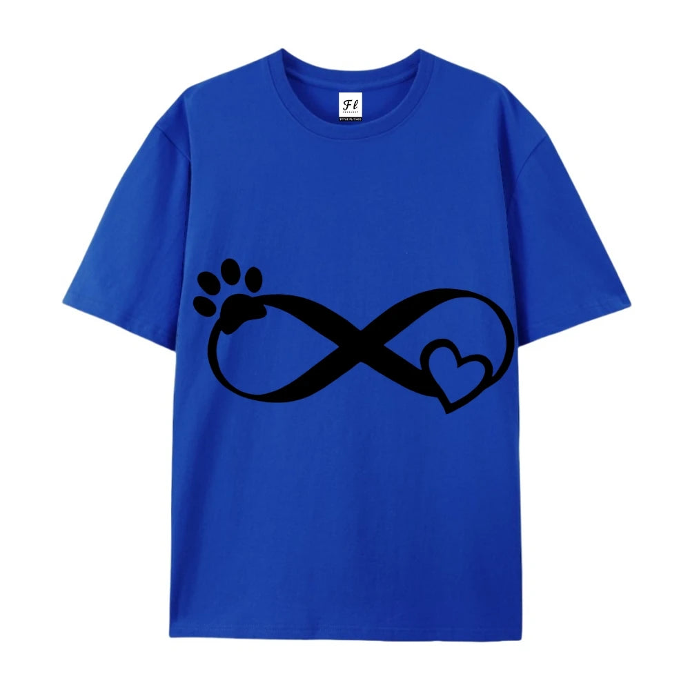 Women Dog Paw Print T Shirt Graphic Cartoon Cute Short Sleeve Tee