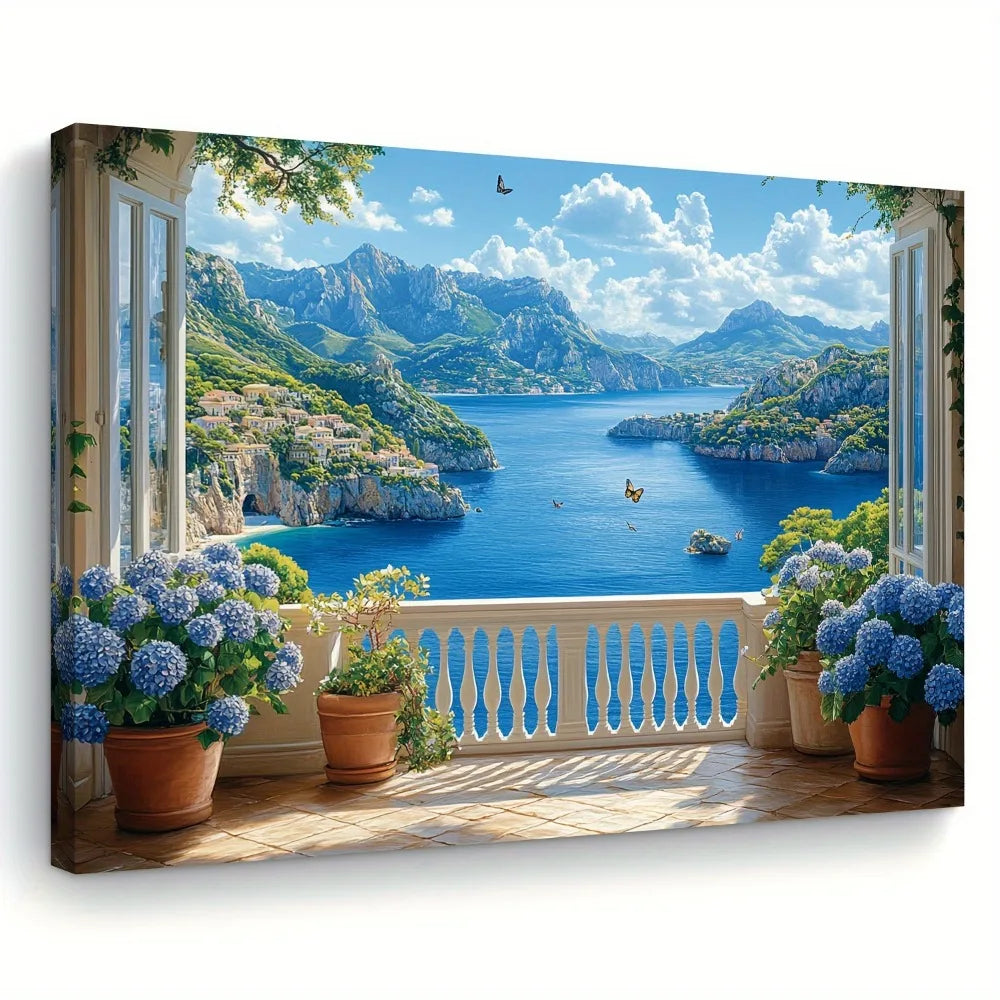Coastal Balcony Ocean View Scenic Decor For Living Room Bedroom Office