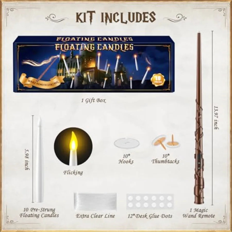 Floating Candles With Wand 10 Hanging Halloween Lights Decor