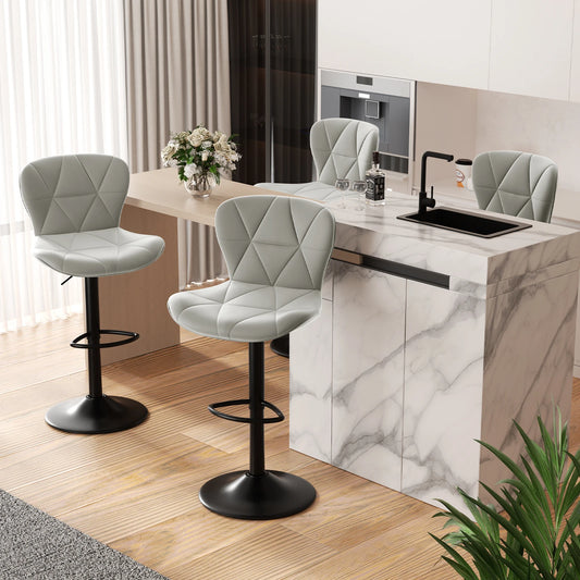 2 Pcs Bar Chair 360 Degree Rotation Faux Leather Backrest