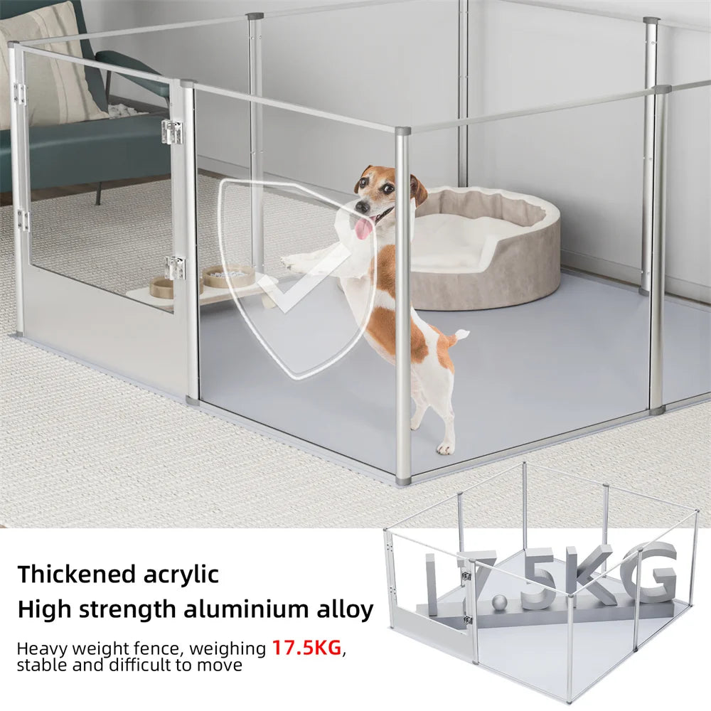 Extra Large Dog Playpen Acrylic Enclosure Pet Animal Fence Bunny Ferrets Whelping Box with Waterproof Pad