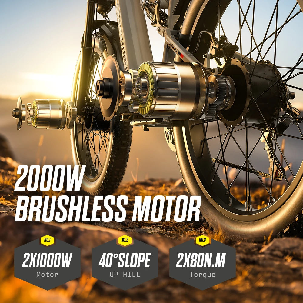 Shengmilo S600 26 Inch Electric Mountain Bike 2000W Dual Motor Fat Tire 17.5Ah