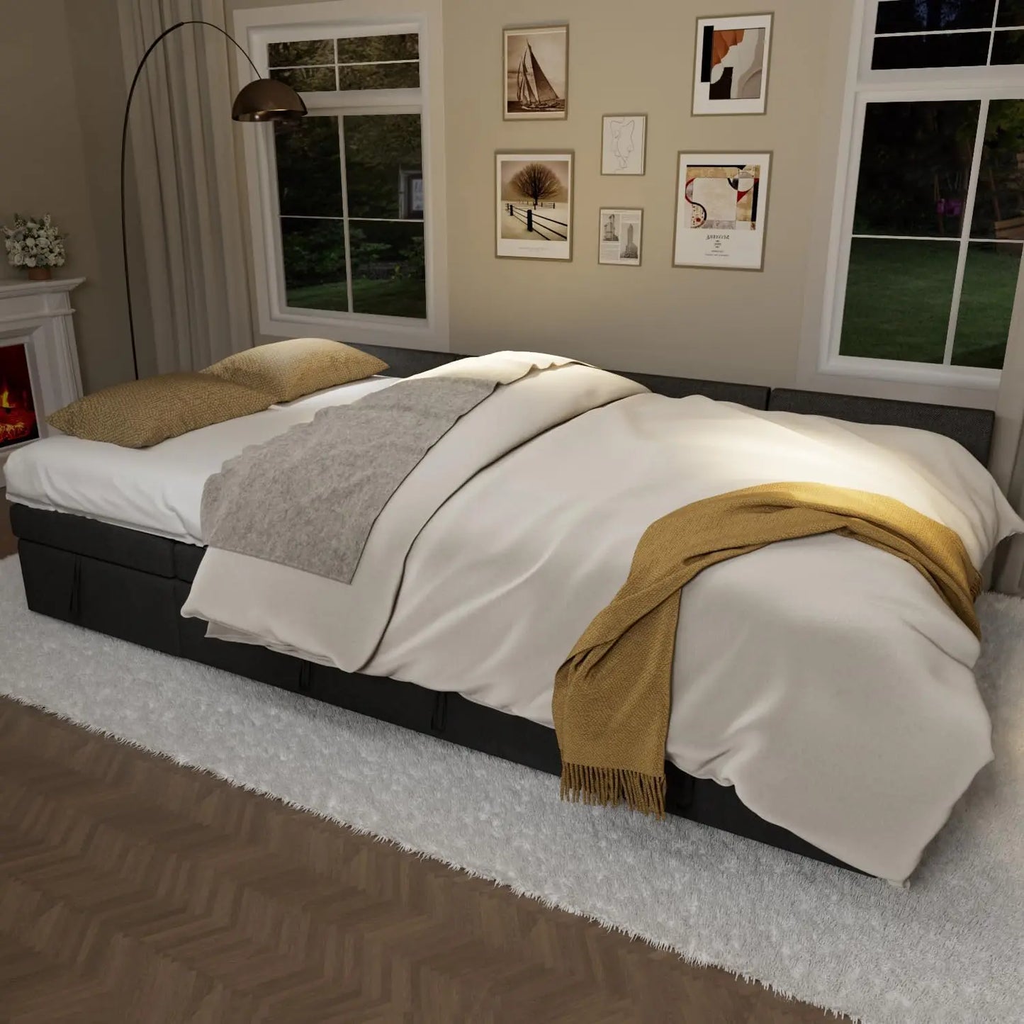 87 Inch Sleeper Sectional Sofa Bed With Storage Chaise