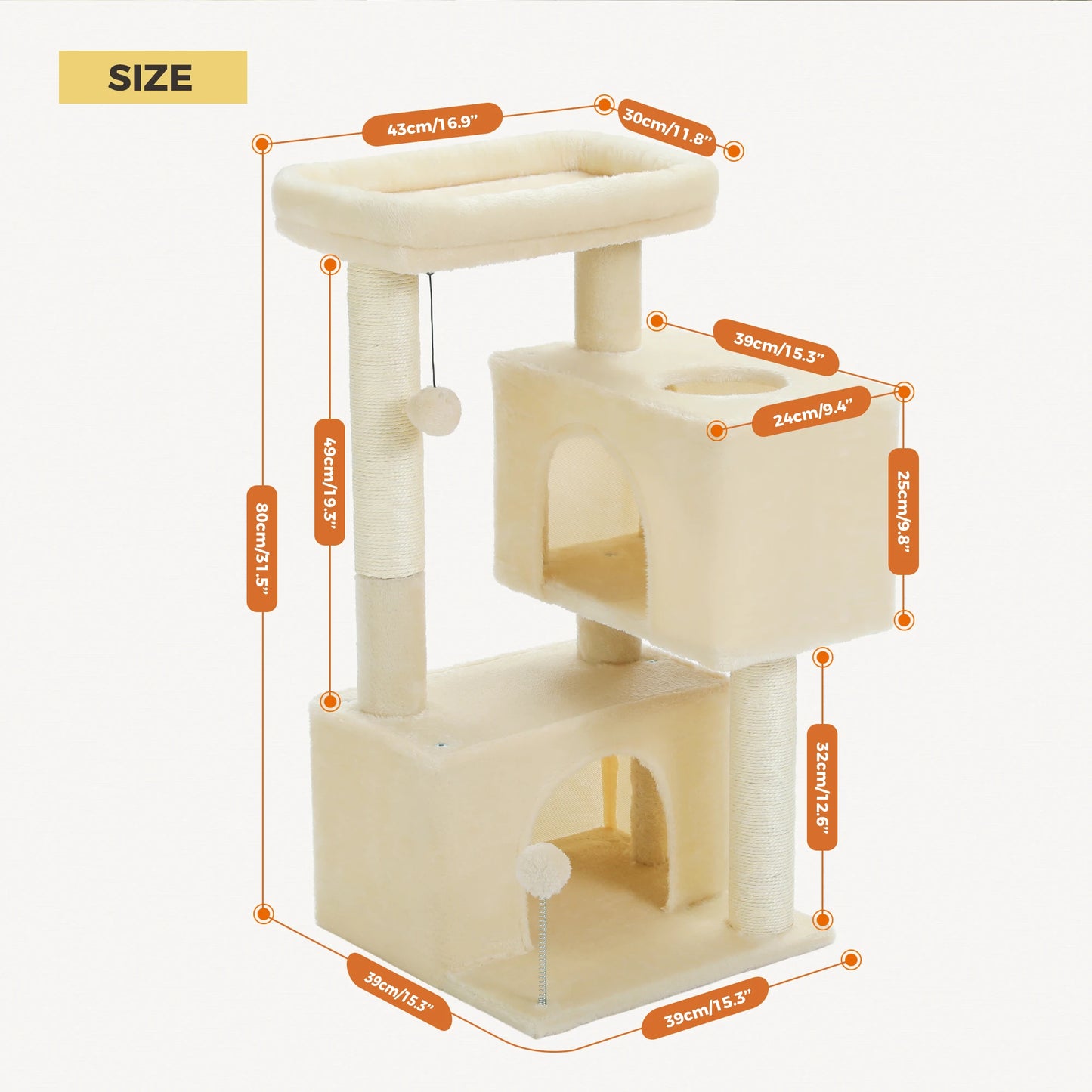 Large Indoor Cat Tree Tower With Sisal Scratching Pad