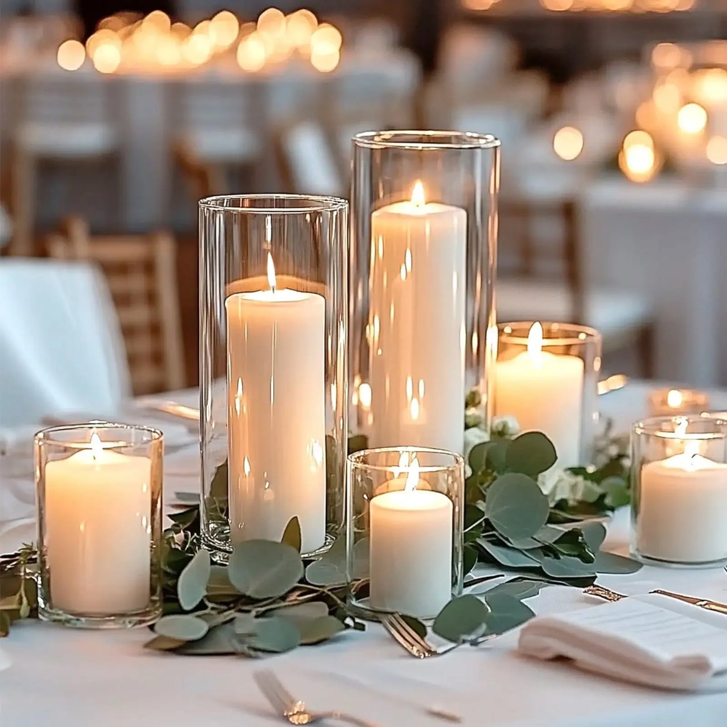 Tomnk Glass Cylinder Vases Set 15 30 45 Pcs Five Sizes Hurricane Candle Holders