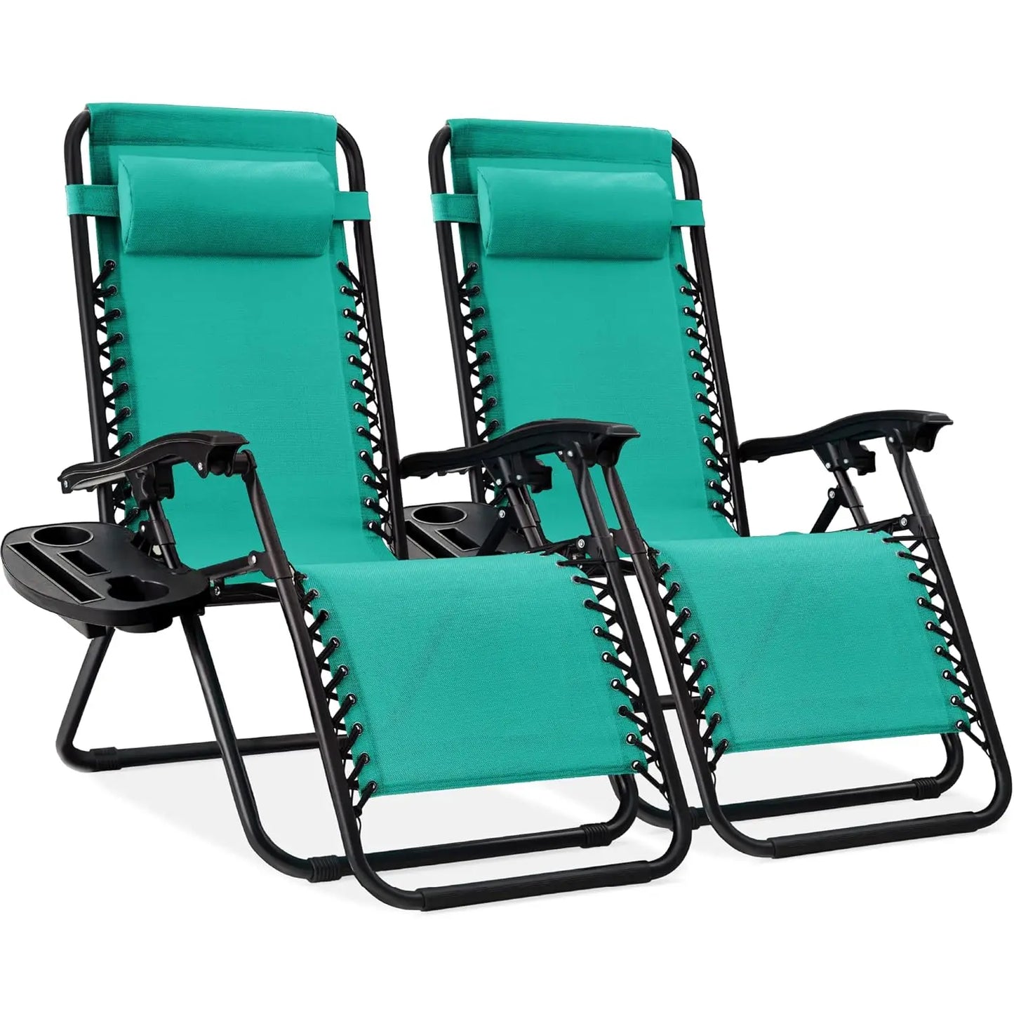 Set Of 2 Adjustable Zero Gravity Lounge Chairs Sage Green