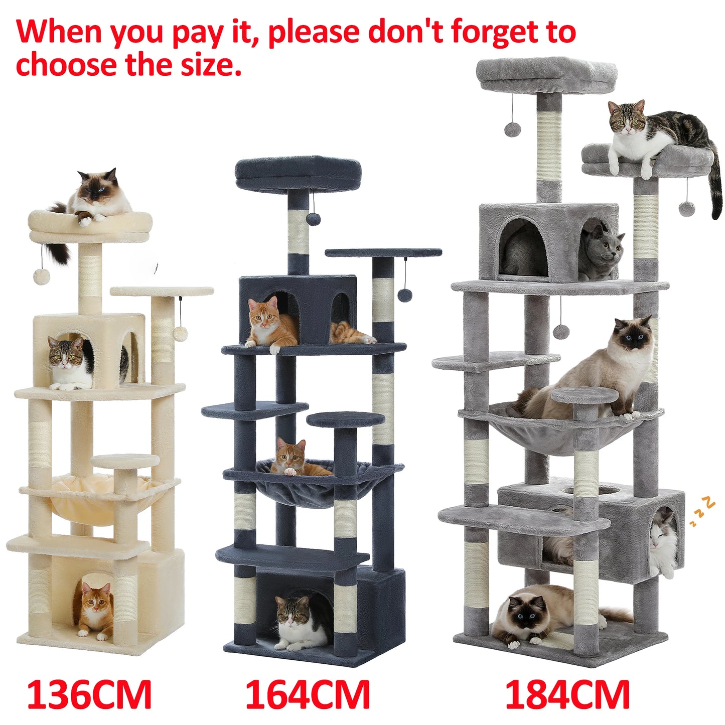 Large Cat Tree Tower Indoor Cats With Sisal Posts Hammock