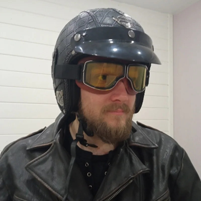 Motorcycle Glasses Windproof Leather Retro Sunglasses Universal Folding Frames