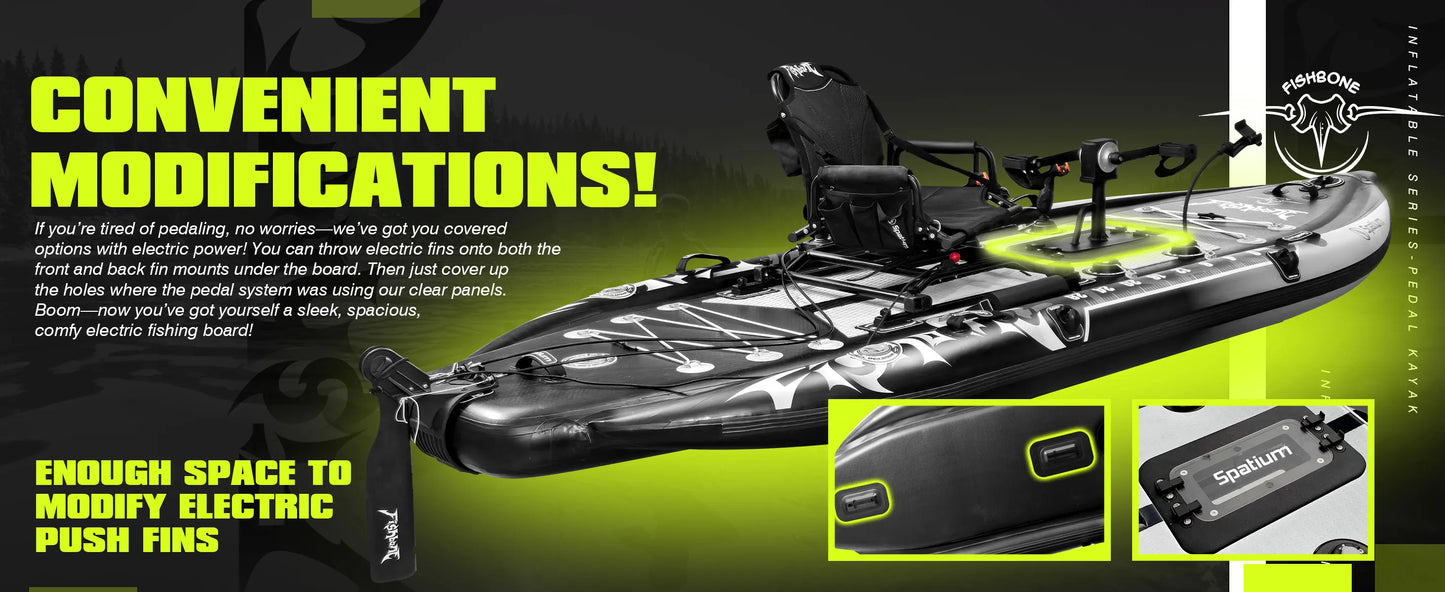 Spatium Fishing Kayak With Pedal Drive Sit On Top 11ft 660lb Capacity