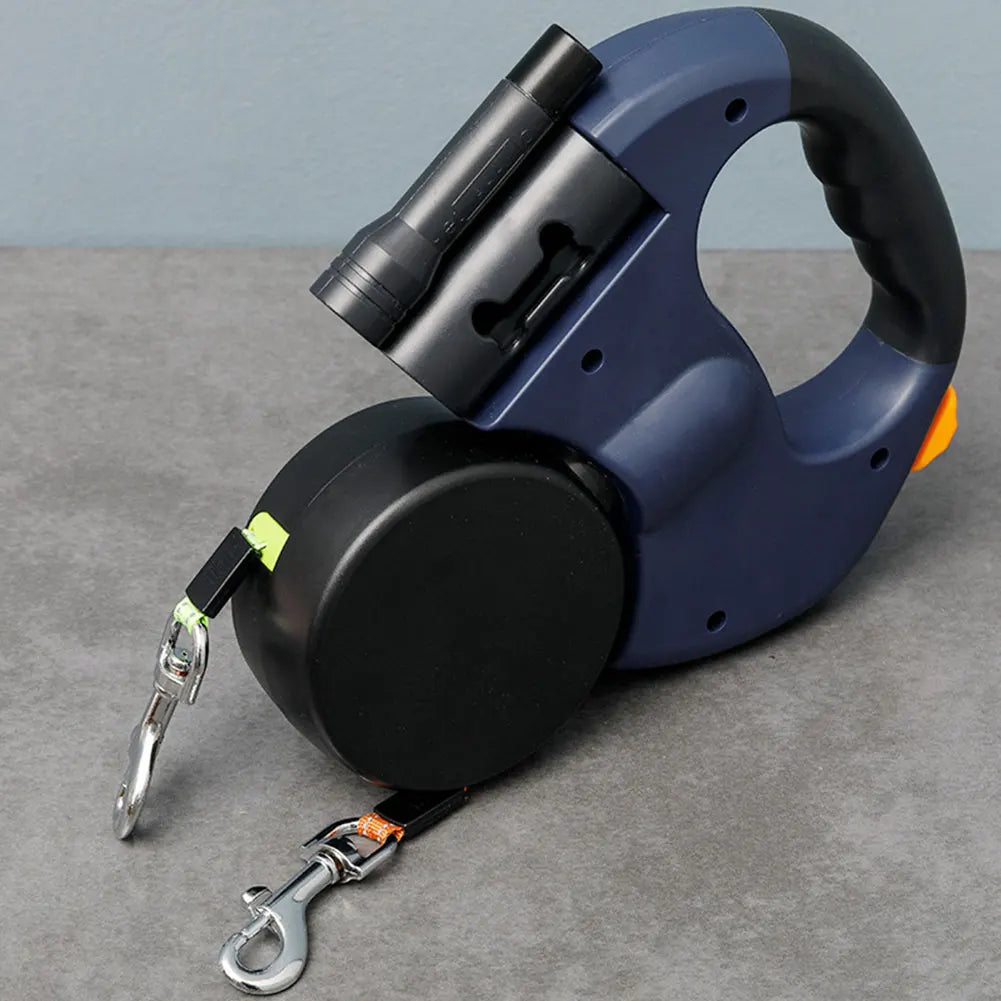 Double Headed Dog Leash With LED Light Traction Rope For Small And Medium Dogs