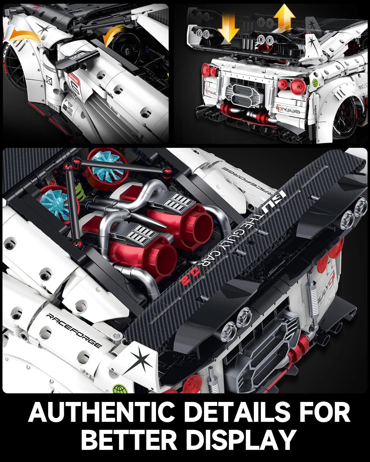 2025 1 To 8 Scale Technical Racing Car Building Kit 3939 Pieces For Adults