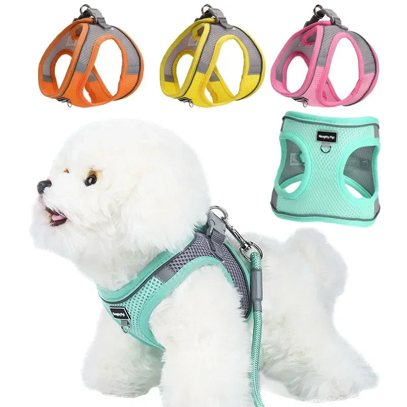 Adjustable Vest Dog Harness for Small Dogs Reflective Leash