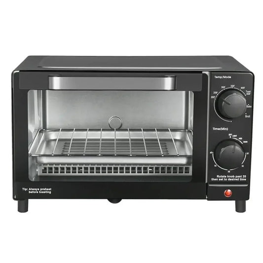 4 Slice Toaster Oven Bake Broil and Toast 9 Inch Pizza or 4 Bread Slices Quartz Heating Elements 60 Minute Timer 1050 Watt Power