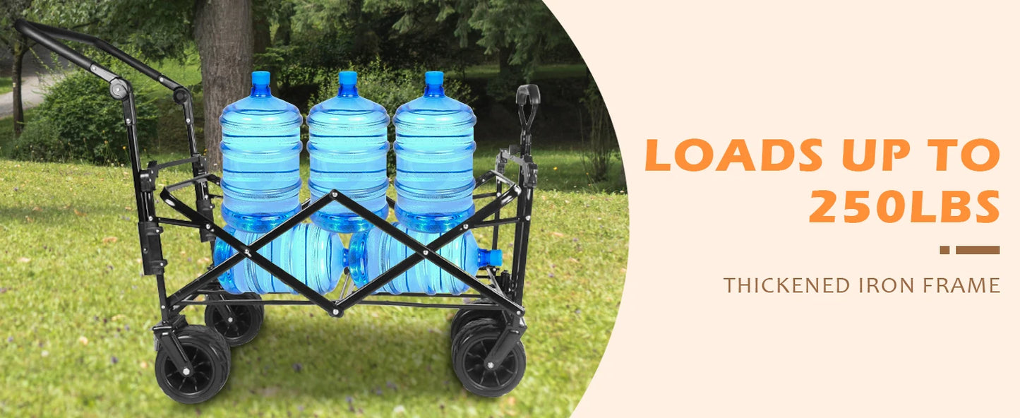 Collapsible Heavy Duty Beach Wagon With All Terrain Wheels Canopy And Cooler Bag