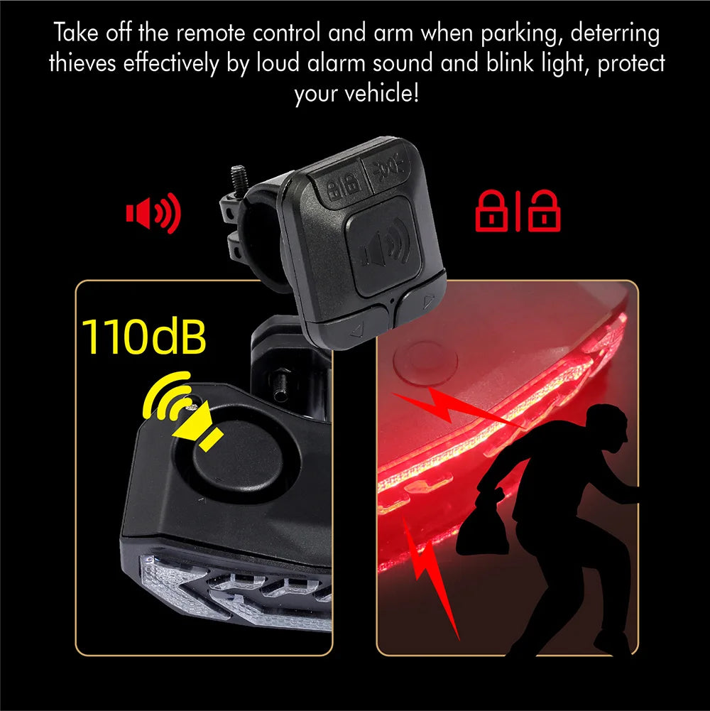 Elecpow Smart Bike Taillight Anti Theft Alarm With Remote