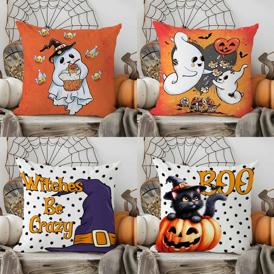 Halloween Linen Throw Pillow Cover Single Sided Print