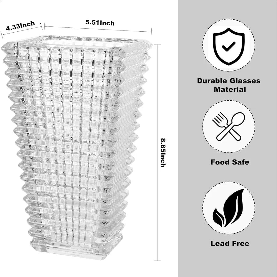 Large Clear Glass Crystal Vase for Flowers Modern Luxury Home Table Decor Glass Vases for Living Room