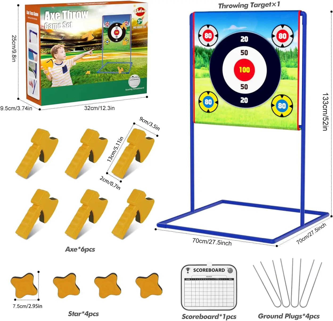 VATOS Axe Star Throwing Game Set For Kids Indoor Outdoor