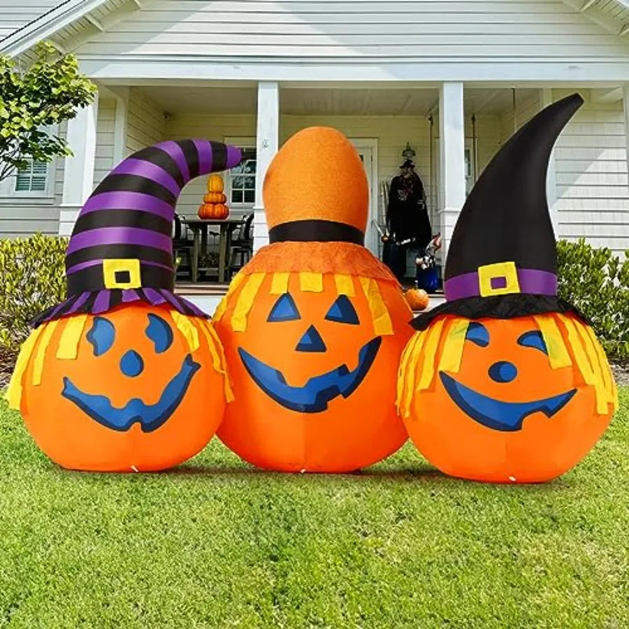6.5 Feet Halloween Inflatable Pumpkin With Wizard Hat LED