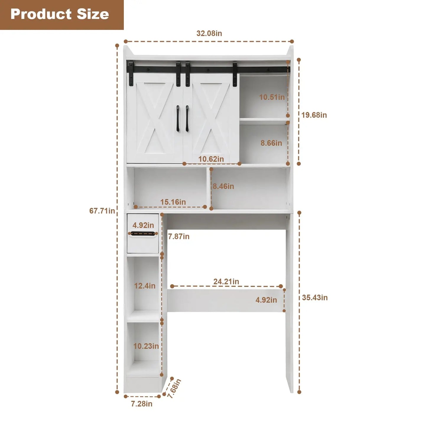 Over The Toilet Storage Cabinet 2 Doors Toilet Paper Holder