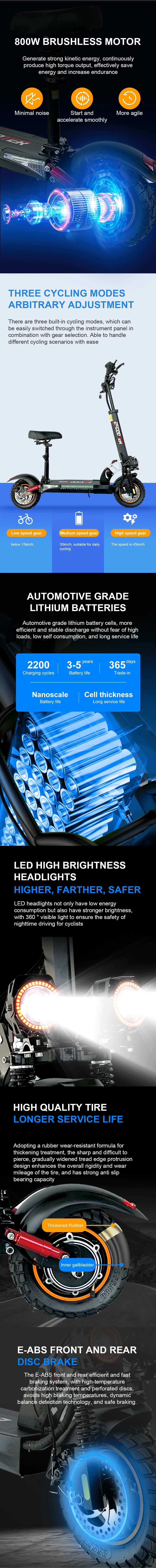 Emanba L10 Pro 800W Electric Kick Scooter 45 to 55km Range Per Charge Off Road