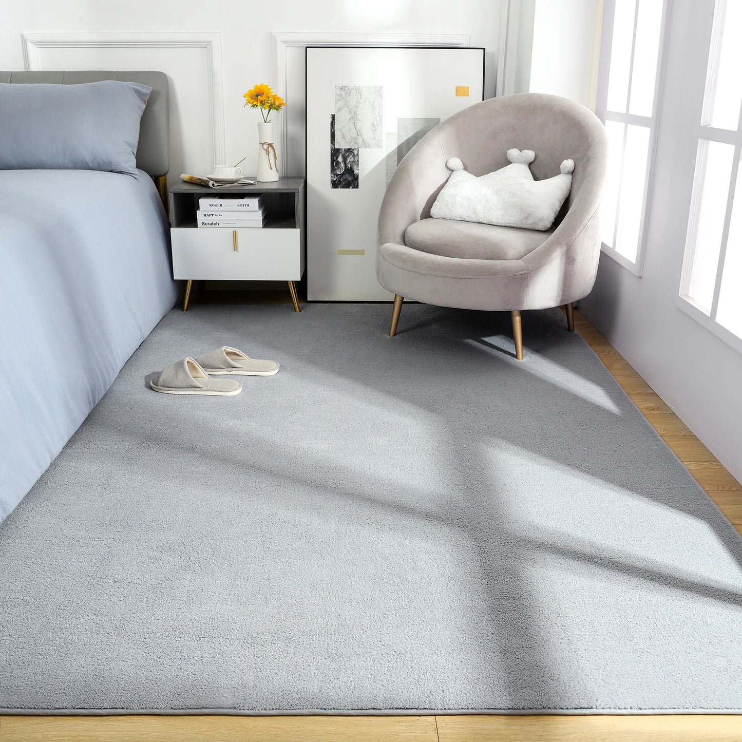 Black Rugs Living Room Carpet Nonslip Bedside Rugs Large Soft Floor Rug Children Game Mat Rectangular Home Decoration