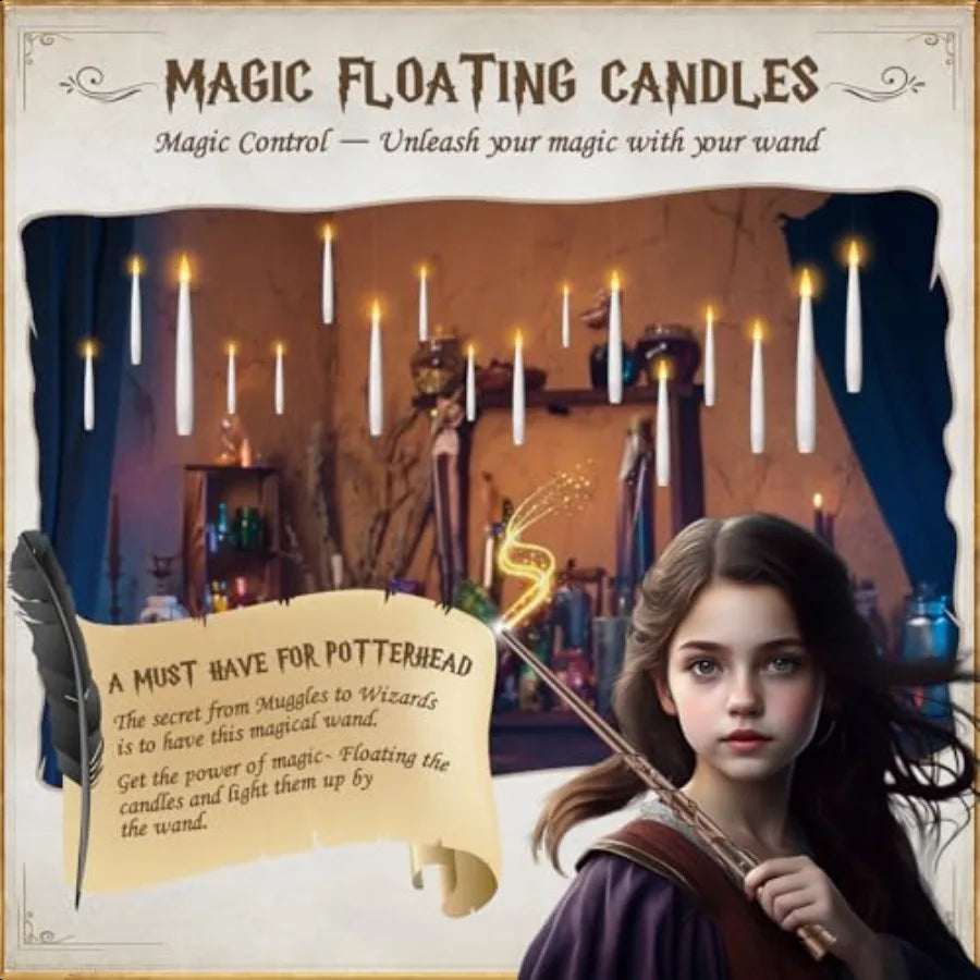 Floating Candles With Wand 10 Hanging Halloween Lights Decor