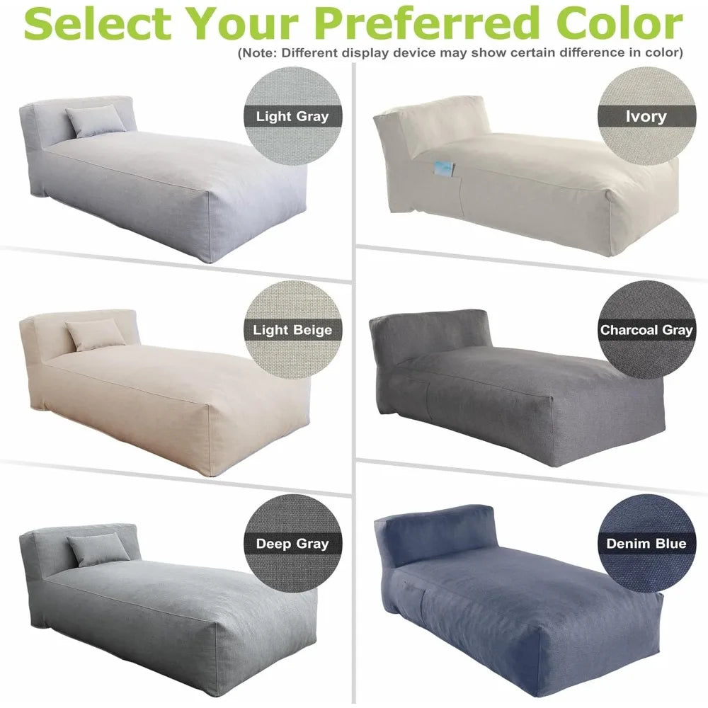 Outdoor Foam Filled Bean Bed Chair Sun Lounger for Patio and Pool