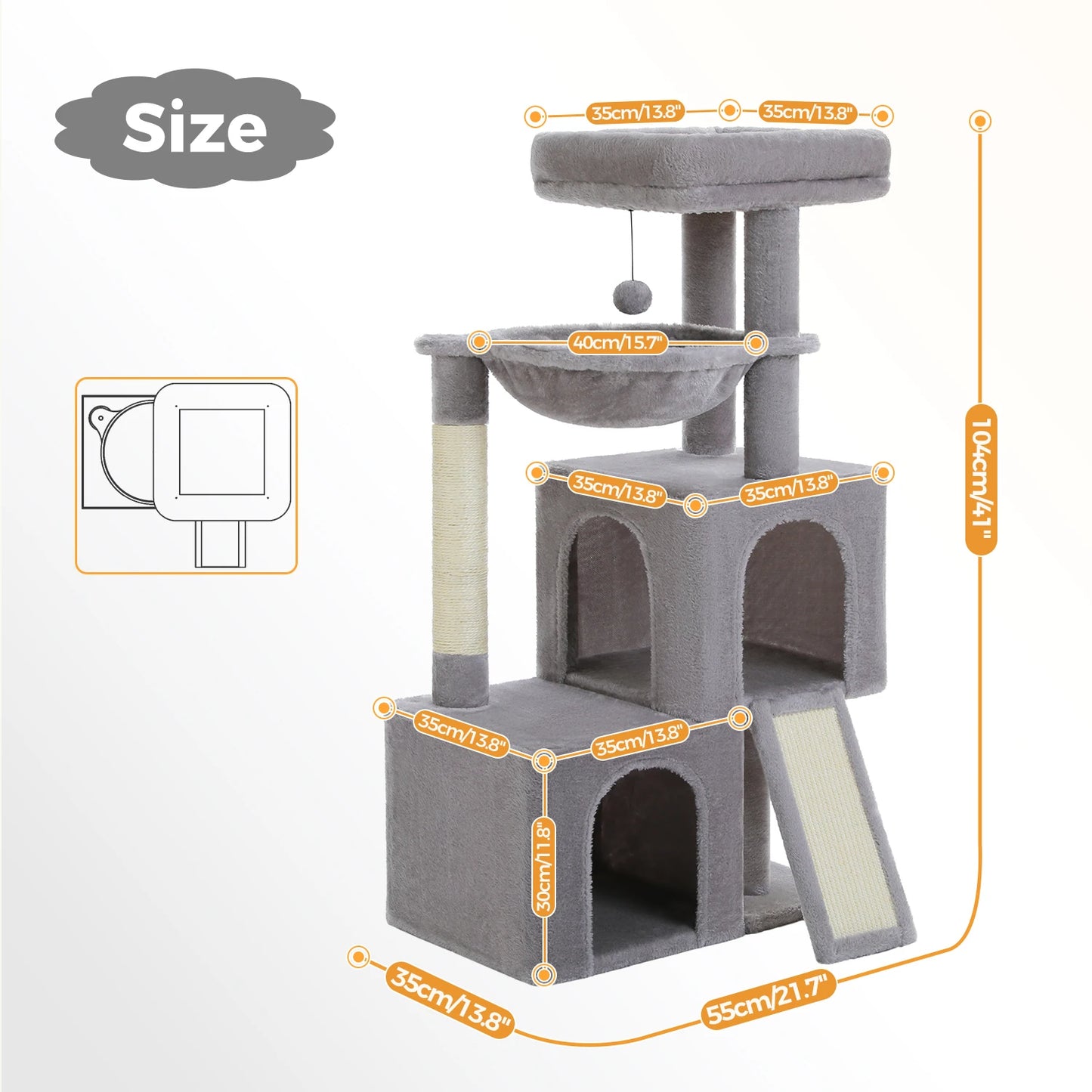 Large Indoor Cat Tree Tower With Four Levels And Two Condos