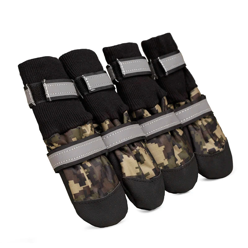 Waterproof Anti Slip Snow Boots For Large Dogs Camouflage Reflective